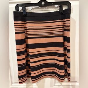 LOFT Black and Brown Striped A-Line Skirt